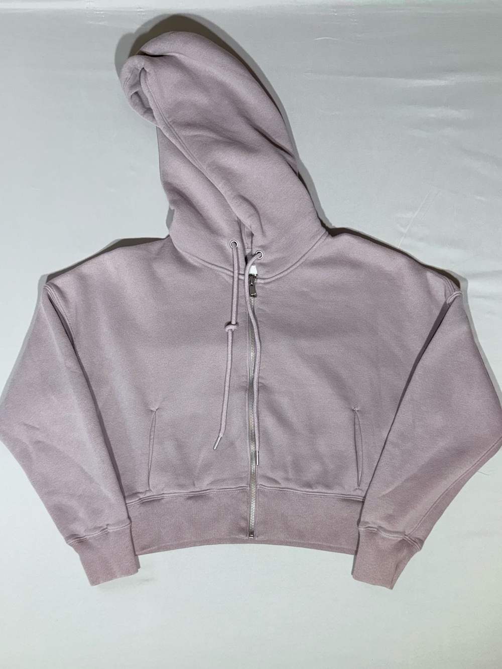Abercrombie and Fitch soft A&F Cropped Zip-Up Hoodie in Dusty Lavender